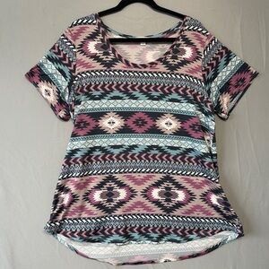 Warehouse One Womens Tribal Tee Size 1XL Aztec Multicolour Loungewear Casual